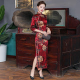 19 mome mulberry silk, floral pattern long Qipao