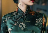 19 mome mulberry silk, floral pattern long Qipao