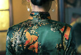 19 mome mulberry silk, floral pattern long Qipao