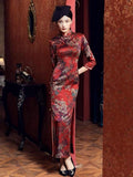 19 mome mulberry silk， floral pattern long Qipao