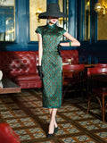 19 mome mulberry silk, Argyle pattern, Mid length, High-end silk Qipao