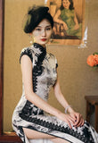 19 mome mulberry silk, Chinese ink painting, High-end long Qipao