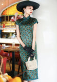 19 mome mulberry silk, Argyle pattern, Mid length, High-end silk Qipao