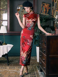 19 mome mulberry silk, floral pattern, high-end long Qipao