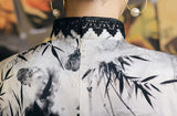 19 mome mulberry silk, Chinese ink painting, High-end long Qipao