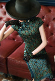 19 mome mulberry silk, Argyle pattern, Mid length, High-end silk Qipao