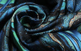 19 mome mulberry silk,  Mid length, High-end blue color Qipao