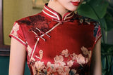 19 mome mulberry silk, floral pattern, high-end long Qipao