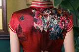 19 mome mulberry silk, floral pattern, high-end long Qipao