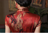 19 mome mulberry silk, Floral pattern, High-end, long Qipao