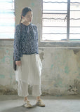 Dark Blue Floral Print Cheongsam Top
