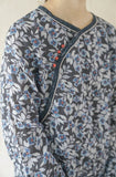 Dark Blue Floral Print Cheongsam Dress (Double Layer)