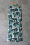 Blue Geometric Print Cheongsam Dress