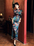 19 mome mulberry silk, floral pattern long Qipao