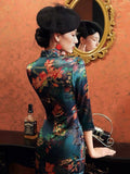 19 mome mulberry silk, floral pattern long Qipao