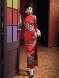19 mome mulberry silk, floral pattern long Qipao