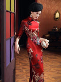 19 mome mulberry silk, floral pattern long Qipao