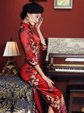 19 mome mulberry silk, floral pattern long Qipao