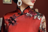 19 mome mulberry silk, floral pattern long Qipao