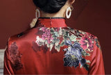 19 mome mulberry silk, floral pattern long Qipao