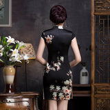 Floral pattern, 19 mome mulberry silk, short Qipao