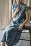 Indigo Batik Print Cheongsam Dress