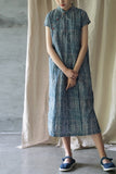 Indigo Batik Print Cheongsam Dress