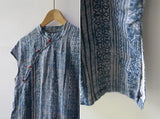 Indigo Batik Print Cheongsam Dress