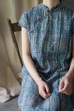 Indigo Batik Print Cheongsam Dress