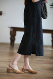 Black Linen Cheongsam Dress