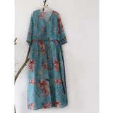 Natural Floral Casual Cheongsam Long Sleeve