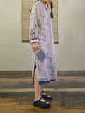 Floral Vase Print Cheongsam Dress