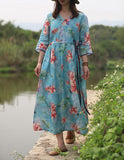 Natural Floral Casual Cheongsam Long Sleeve