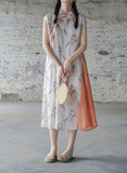 Pink Floral Print Cheongsam Dress