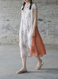 Pink Floral Print Cheongsam Dress