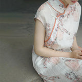 Pink Floral Print Cheongsam Dress