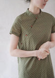 Polka Dots Cheongsam Dress (Army Green)